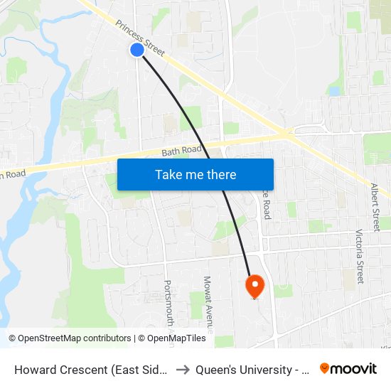 Howard Crescent (East Side Of Portsmouth) to Queen's University - West Campus map