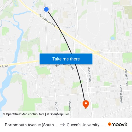 Glengarry / Portsmouth to Queen's University - West Campus map