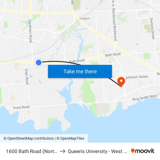 1600 Bath Road (North Side) to Queen's University - West Campus map