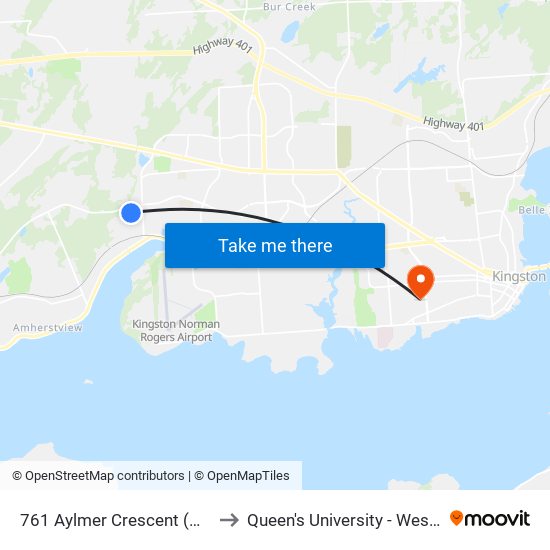 761 Aylmer Crescent (West Side) to Queen's University - West Campus map