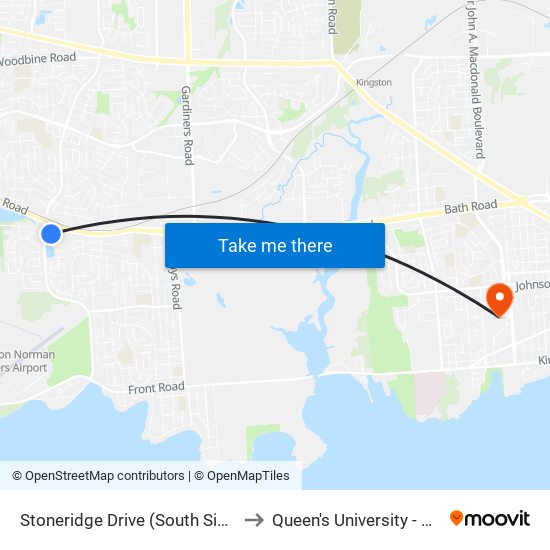 Stoneridge Drive (South Side Of Coverdale) to Queen's University - West Campus map