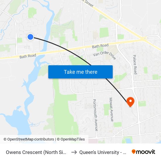 Kingsdale / Owens to Queen's University - West Campus map