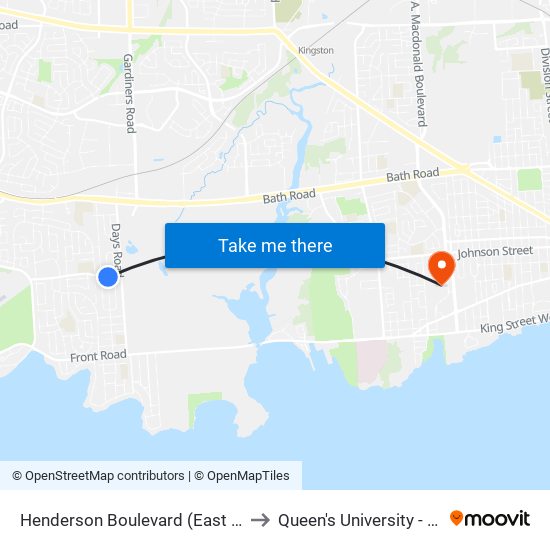 Henderson Boulevard (East Side Of Lakeview) to Queen's University - West Campus map