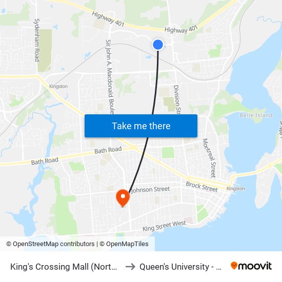 King's Crossing Mall (North Side Of Dalton) to Queen's University - West Campus map