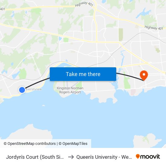 Jordyn's Court (South Side Of Kidd) to Queen's University - West Campus map