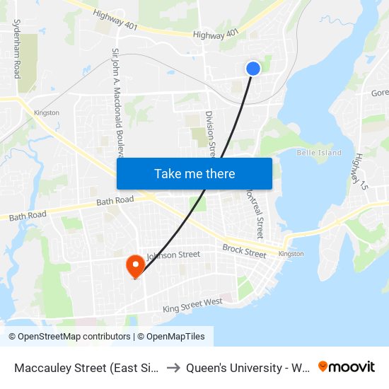 Wilson / Maccauley to Queen's University - West Campus map