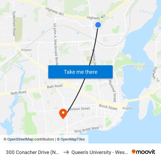 300 Conacher Drive (North Side) to Queen's University - West Campus map