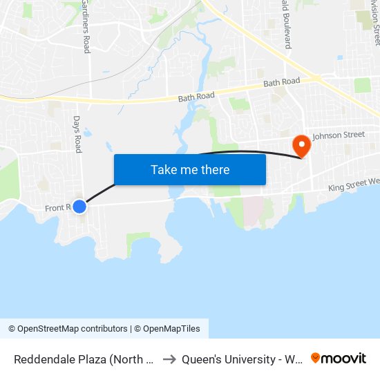 Reddendale Plaza (North Side Of Front) to Queen's University - West Campus map