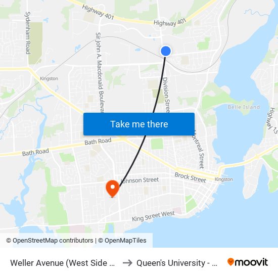 First Canada / Weller to Queen's University - West Campus map