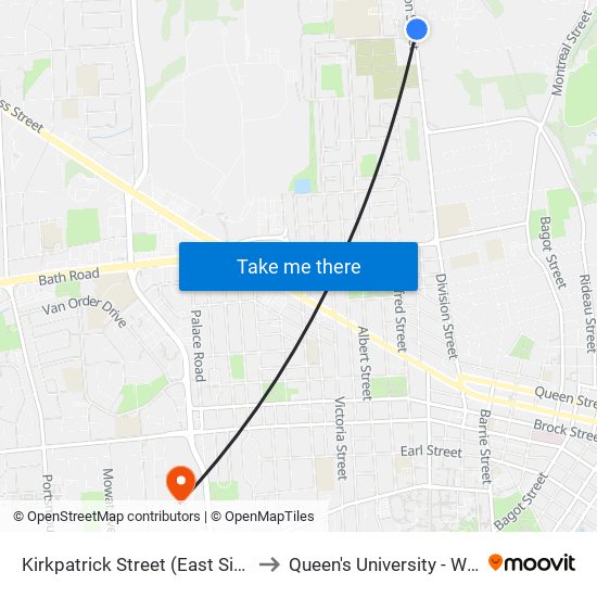 Kirkpatrick Street (East Side Of Division) to Queen's University - West Campus map