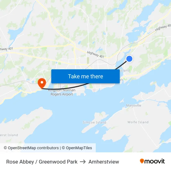 Rose Abbey / Greenwood Park to Amherstview map