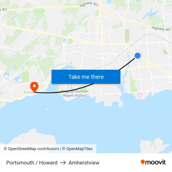 Portsmouth / Howard to Amherstview map