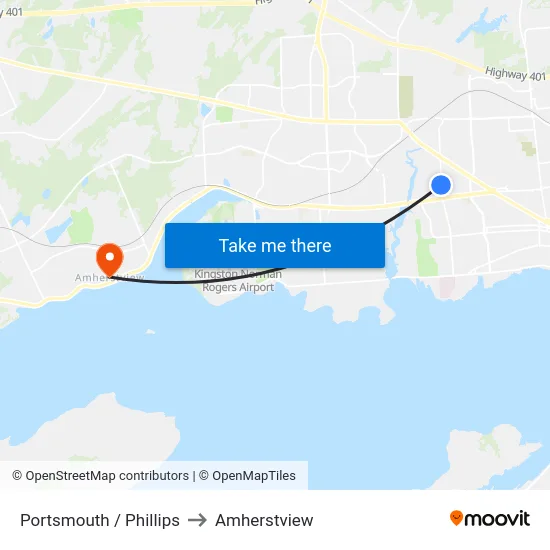 Portsmouth / Phillips to Amherstview map