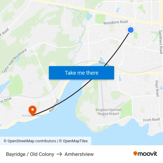 Bayridge / Old Colony to Amherstview map