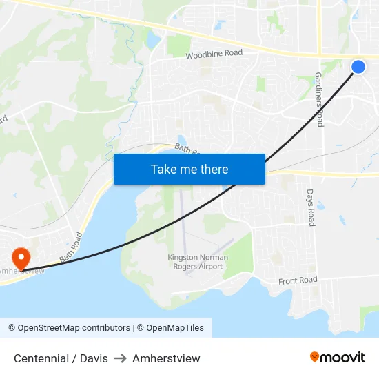 Centennial / Davis to Amherstview map