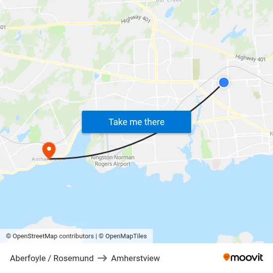 Aberfoyle / Rosemund to Amherstview map