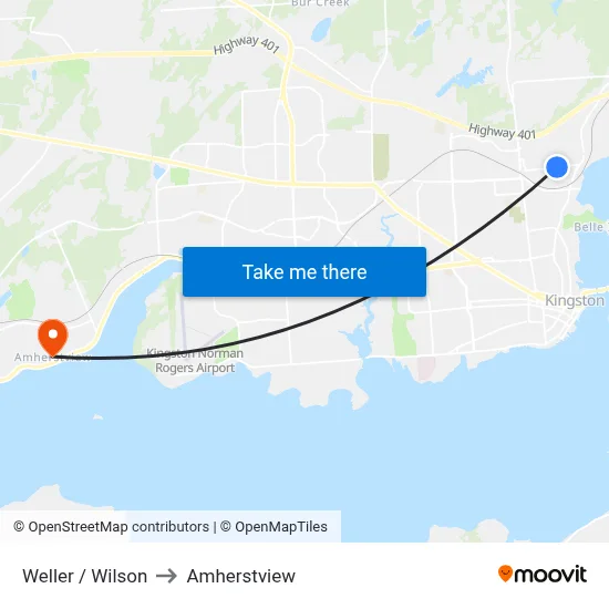 Weller / Wilson to Amherstview map