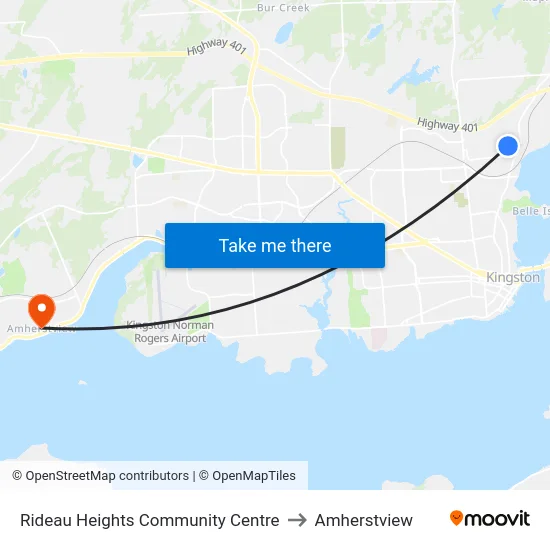 Rideau Heights Community Centre to Amherstview map
