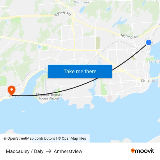 Maccauley / Daly to Amherstview map