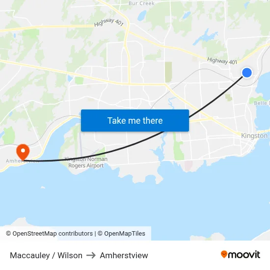 Maccauley / Wilson to Amherstview map