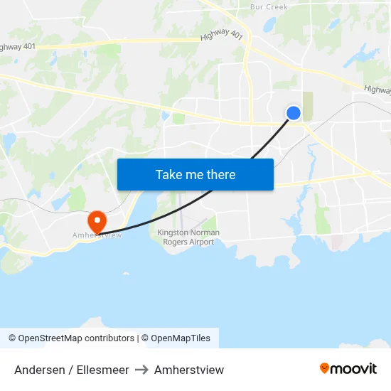 Andersen / Ellesmeer to Amherstview map