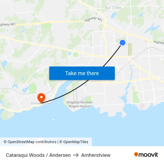 Cataraqui Woods / Andersen to Amherstview map