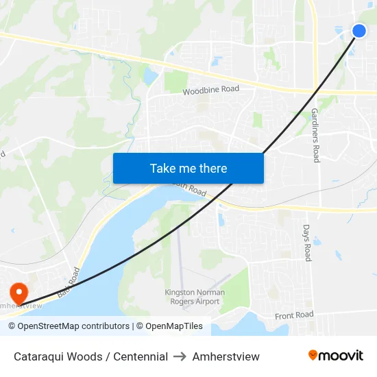 Cataraqui Woods / Centennial to Amherstview map
