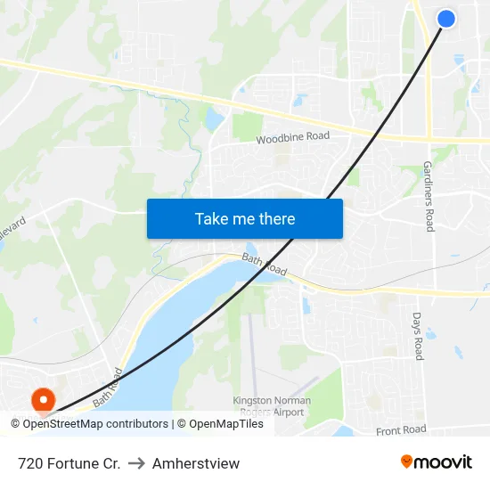 720 Fortune Cr. to Amherstview map