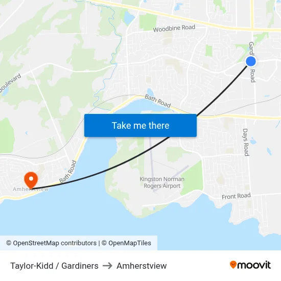 Taylor-Kidd / Gardiners to Amherstview map