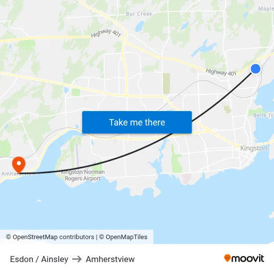 Esdon / Ainsley to Amherstview map