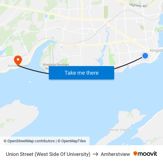 Union Street (West Side Of University) to Amherstview map