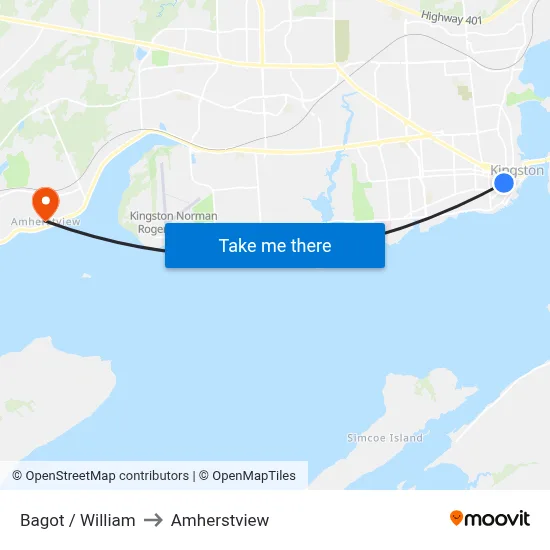 Bagot / William to Amherstview map