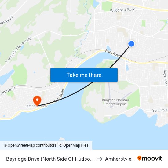 Hudson / Bayridge to Amherstview map