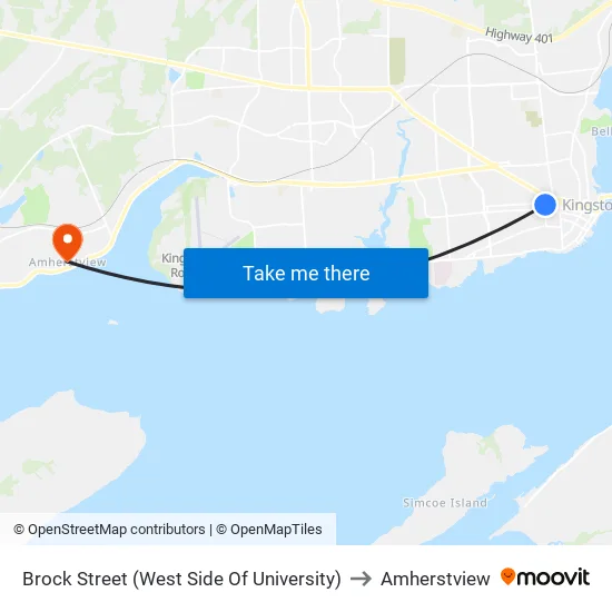 Brock Street (West Side Of University) to Amherstview map