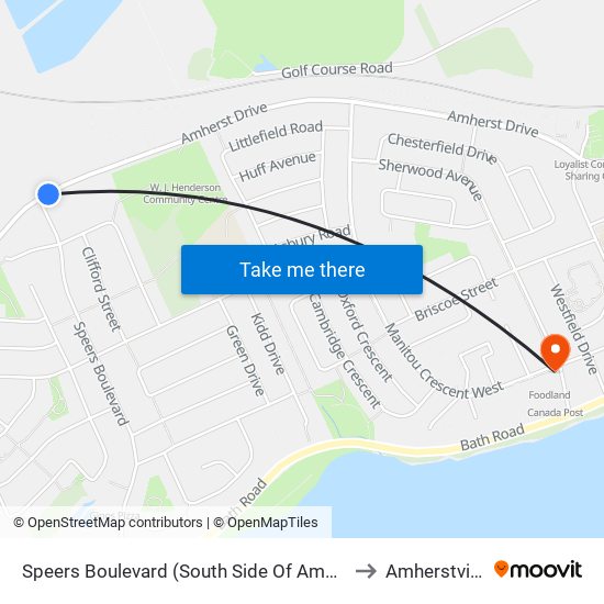 Speers Boulevard (South Side Of Amherst) to Amherstview map