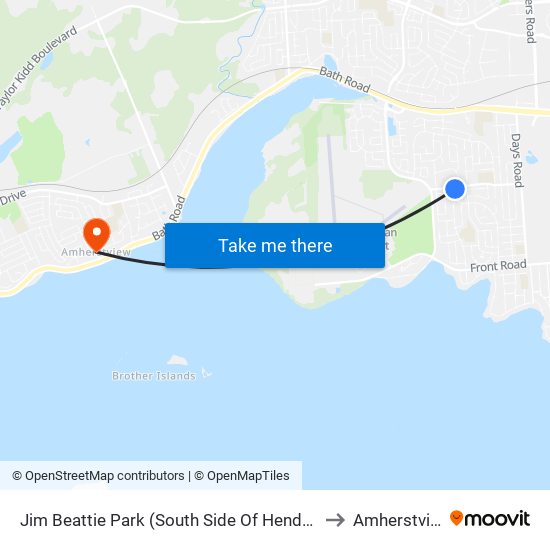 Jim Beattie Park (South Side Of Henderson) to Amherstview map