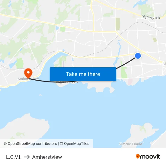 L.C.V.I. to Amherstview map