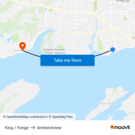 King / Yonge to Amherstview map