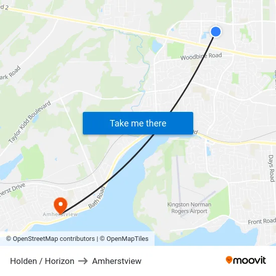 Holden / Horizon to Amherstview map
