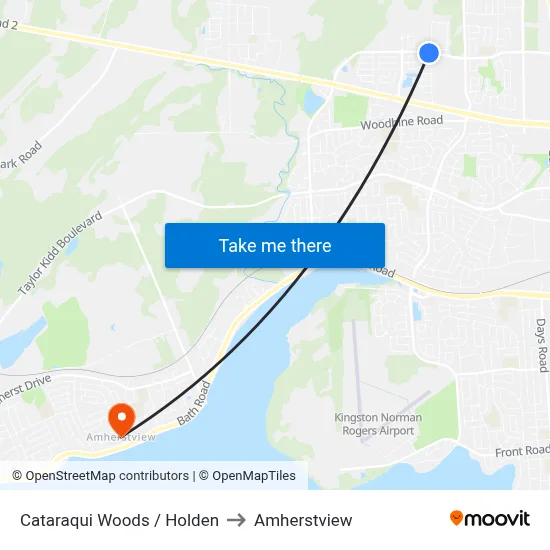 Cataraqui Woods / Holden to Amherstview map