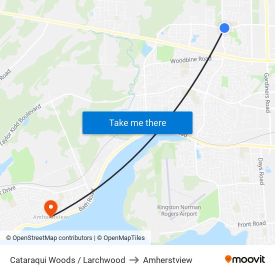 Cataraqui Woods / Larchwood to Amherstview map