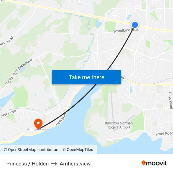 Princess / Holden to Amherstview map