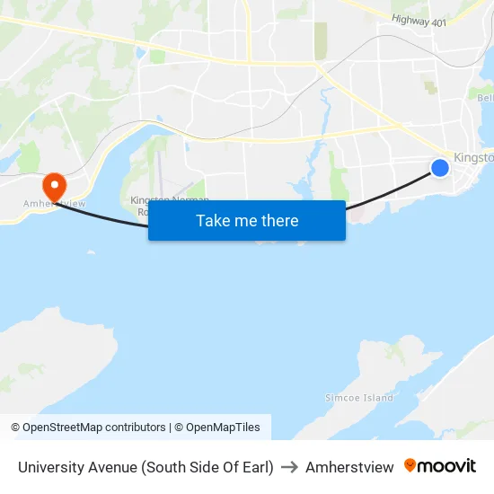 University Avenue (South Side Of Earl) to Amherstview map