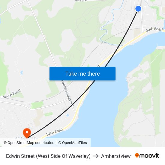 Waverley / Edwin to Amherstview map