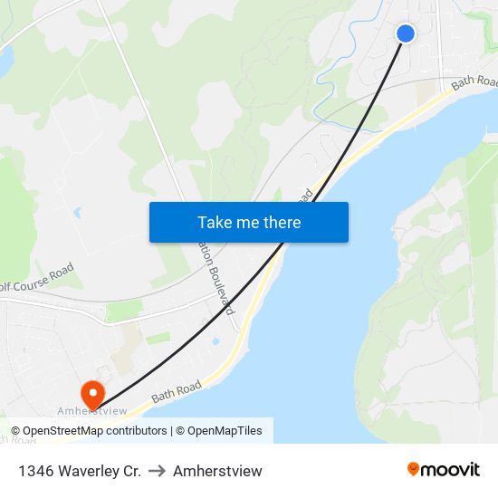 1346 Waverley Cr. to Amherstview map