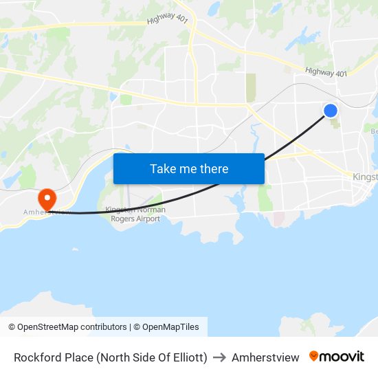 Elliott / Rockford to Amherstview map