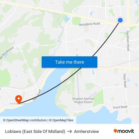 Loblaws to Amherstview map