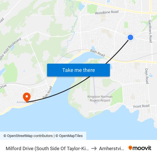 Milford Drive (South Side Of Taylor-Kidd) to Amherstview map