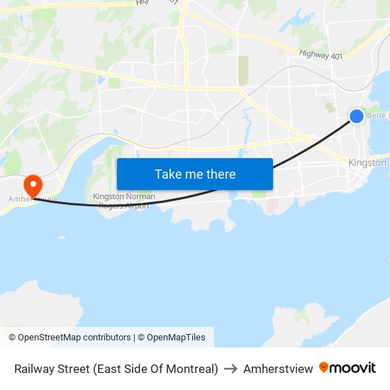 Railway Street (East Side Of Montreal) to Amherstview map