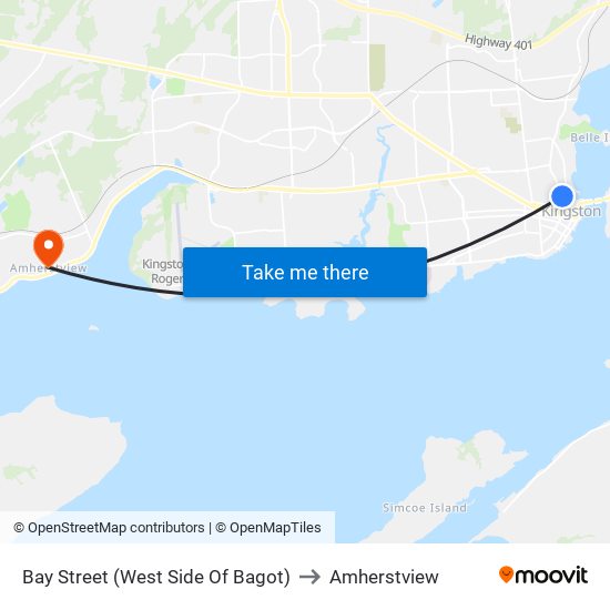 Bagot / Bay to Amherstview map